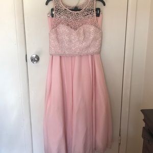 Light pink two piece prom dress